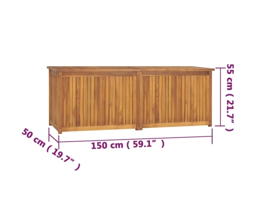 Baúl de jardín madera maciza de teca 150x50x55 cm