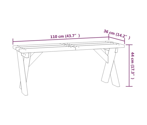 Banco de jardín de madera de pino impregnada 110 cm