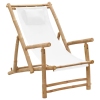 vidaXL Silla de playa de bambú y lona blanco crema