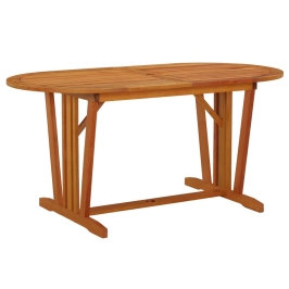 Mesa de jardín madera maciza de eucalipto 160x85x75 cm