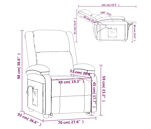 Sillón de masaje tela gris claro