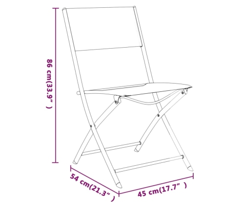 vidaXL Sillas de jardín plegables 4 unidades acero y textilene negro