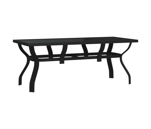 Mesa de jardín acero y vidrio negro 180x80x70 cm