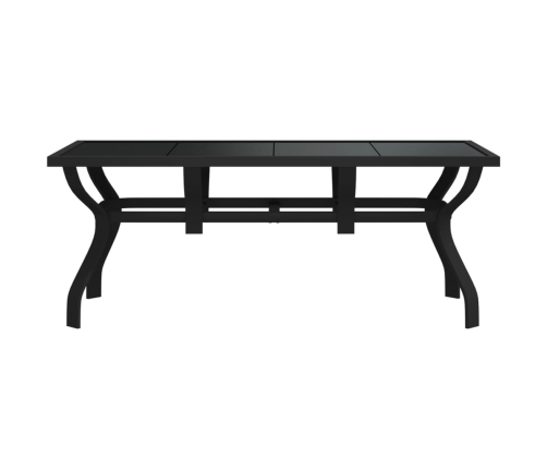 Mesa de jardín acero y vidrio negro 180x80x70 cm