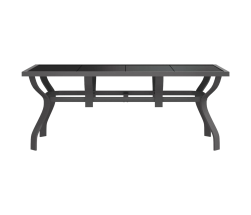 Mesa de jardín acero y vidrio gris y negro 180x80x70 cm