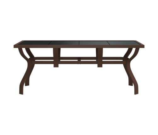 Mesa de jardín acero y vidrio marrón y negro 180x80x70 cm