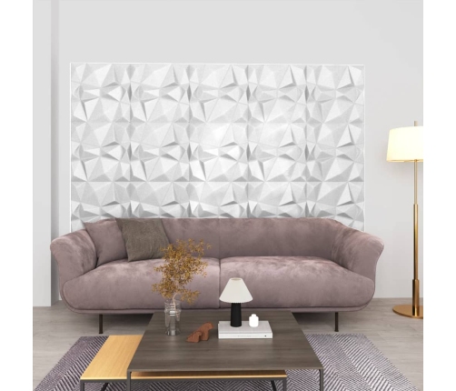 Paneles de pared 3D 24 unidades 50x50 cm blanco diamante 6 m²