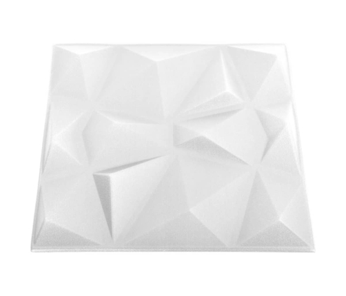 Paneles de pared 3D 48 unidades blanco diamante 12 m² 50x50 cm