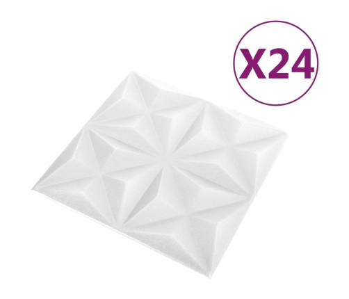 Paneles de pared 3D 24 unidades blanco origami 6 m² 50x50 cm