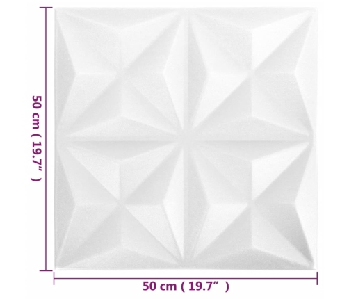 Paneles de pared 3D 24 unidades blanco origami 6 m² 50x50 cm