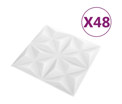 Paneles de pared 3D 48 unidades blanco origami 12 m² 50x50 cm