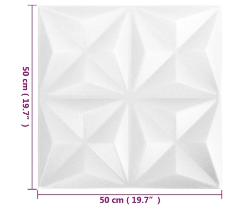 Paneles de pared 3D 48 unidades blanco origami 12 m² 50x50 cm