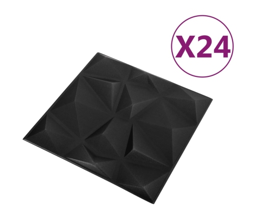 Paneles de pared 3D 24 unidades negro diamante 6 m² 50x50 cm