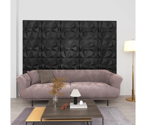 Paneles de pared 3D 24 unidades negro diamante 6 m² 50x50 cm