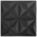 Paneles de pared 3D 24 unidades negro origami 6 m² 50x50 cm