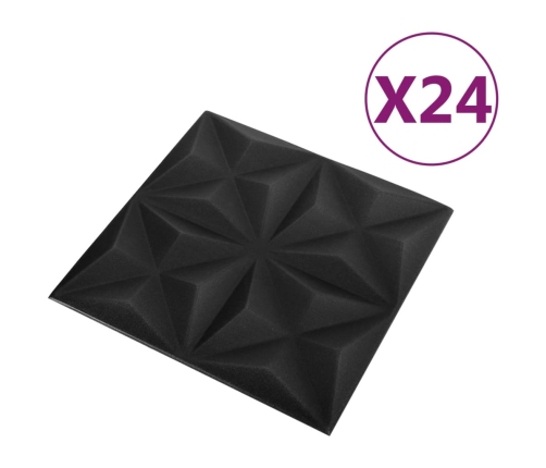 Paneles de pared 3D 24 unidades negro origami 6 m² 50x50 cm