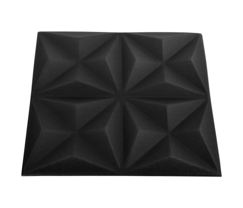 Paneles de pared 3D 24 unidades negro origami 6 m² 50x50 cm