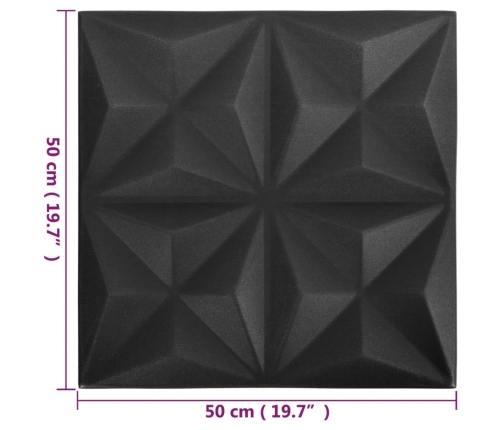 Paneles de pared 3D 24 unidades negro origami 6 m² 50x50 cm