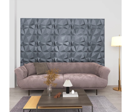 Paneles de pared 3D 24 unidades gris diamante 6 m² 50x50 cm