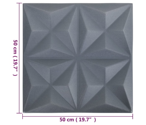 Paneles de pared 3D 24 unidades gris origami 6 m² 50x50 cm