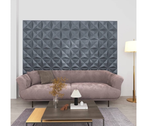 Paneles de pared 3D 24 unidades gris origami 6 m² 50x50 cm