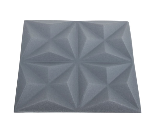 Paneles de pared 3D 48 unidades gris origami 12 m² 50x50 cm