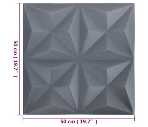 Paneles de pared 3D 48 unidades gris origami 12 m² 50x50 cm