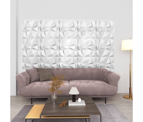 Paneles de pared 3D 12 unidades blanco diamantes 3 m² 50x50 cm