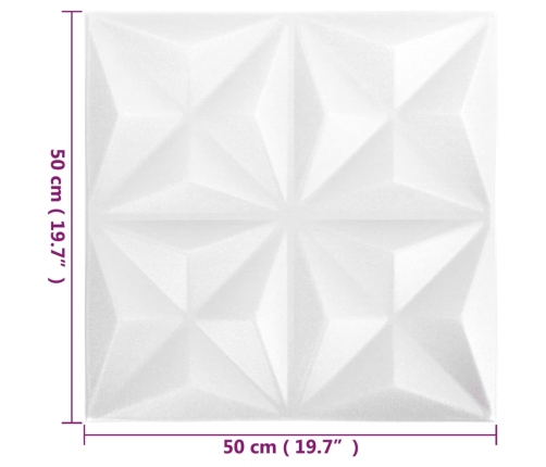 Paneles de pared 3D 12 unidades blanco origami 3 m² 50x50 cm