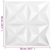 Paneles de pared 3D 12 unidades blanco origami 3 m² 50x50 cm