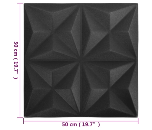 Paneles de pared 3D 12 unidades negro origami 3 m² 50x50 cm