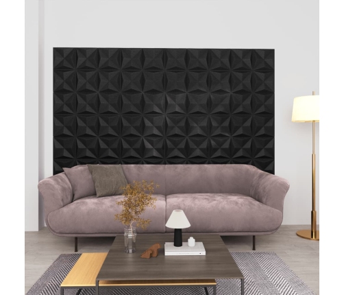 Paneles de pared 3D 12 unidades negro origami 3 m² 50x50 cm