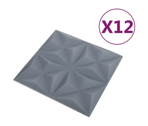 vidaXL Paneles de pared 3D 12 unidades gris origami 3 m² 50x50 cm