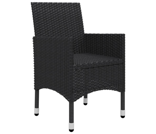 Juego de comedor de jardín 3 piezas con cojines negro