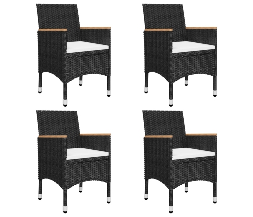 Juego de comedor de jardín 5 piezas con cojines negro