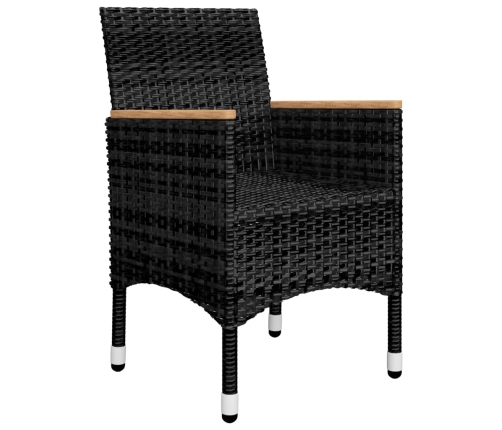 Juego de comedor de jardín 5 piezas con cojines negro