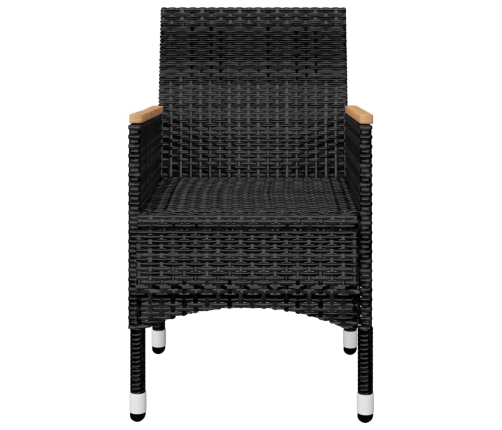Juego de comedor de jardín 5 piezas con cojines negro