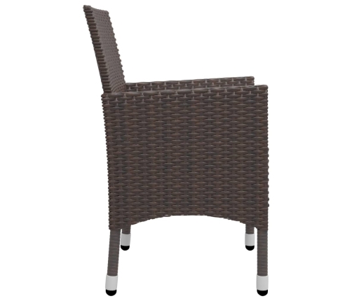 Juego de comedor para jardín 7 piezas con cojines marrón