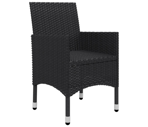 Juego de comedor de jardín 3 piezas con cojines negro