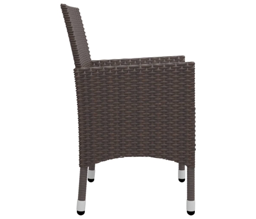 Juego de comedor de jardín 3 piezas con cojines marrón