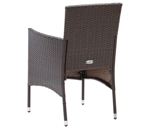 Juego de comedor para jardín 7 piezas con cojines marrón