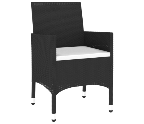 Set de bistró jardín 3 pzas ratán sintético madera maciza negro