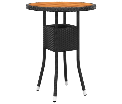 Set de bistró jardín 3 pzas ratán sintético madera maciza negro