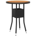 Set de bistró jardín 3 pzas ratán sintético madera maciza negro