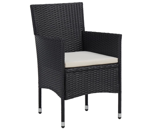 Set de bistró jardín 3 pzas ratán sintético madera maciza negro