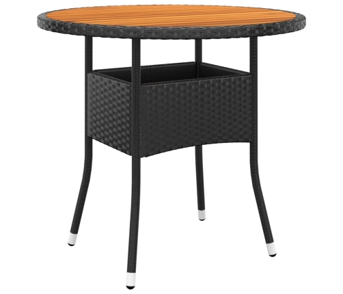Set de bistró jardín 3 pzas ratán sintético madera maciza negro