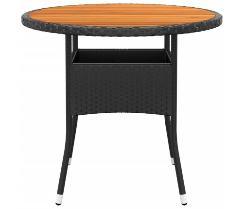 Set de bistró jardín 3 pzas ratán sintético madera maciza negro