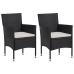 Set de comedor de jardín 3 pzas ratán PE vidrio templado negro