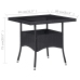 Set de comedor de jardín 3 pzas ratán PE vidrio templado negro