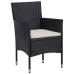Set de comedor de jardín 3 pzas ratán PE vidrio templado negro